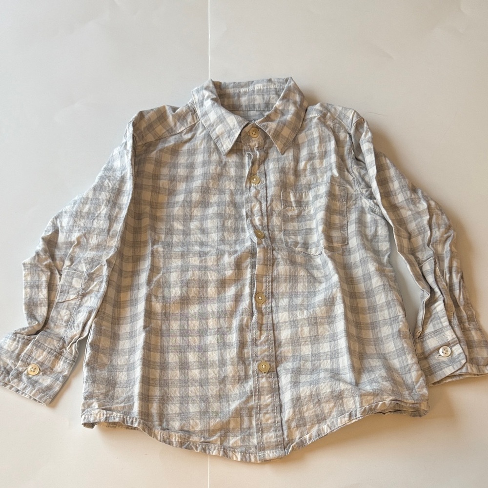 Carter's Plaid Button-Down Shirt in Gray and White - 4T